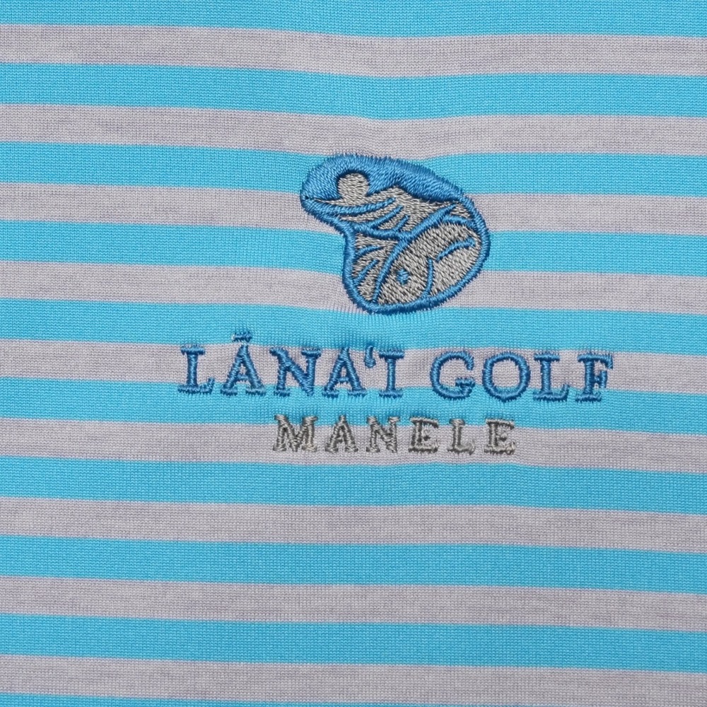 Johnnie-O Polo Shirt Mens XL Blue Gray Stripe Lanai Golf Manele Short Sleeve - Picture 5 of 12